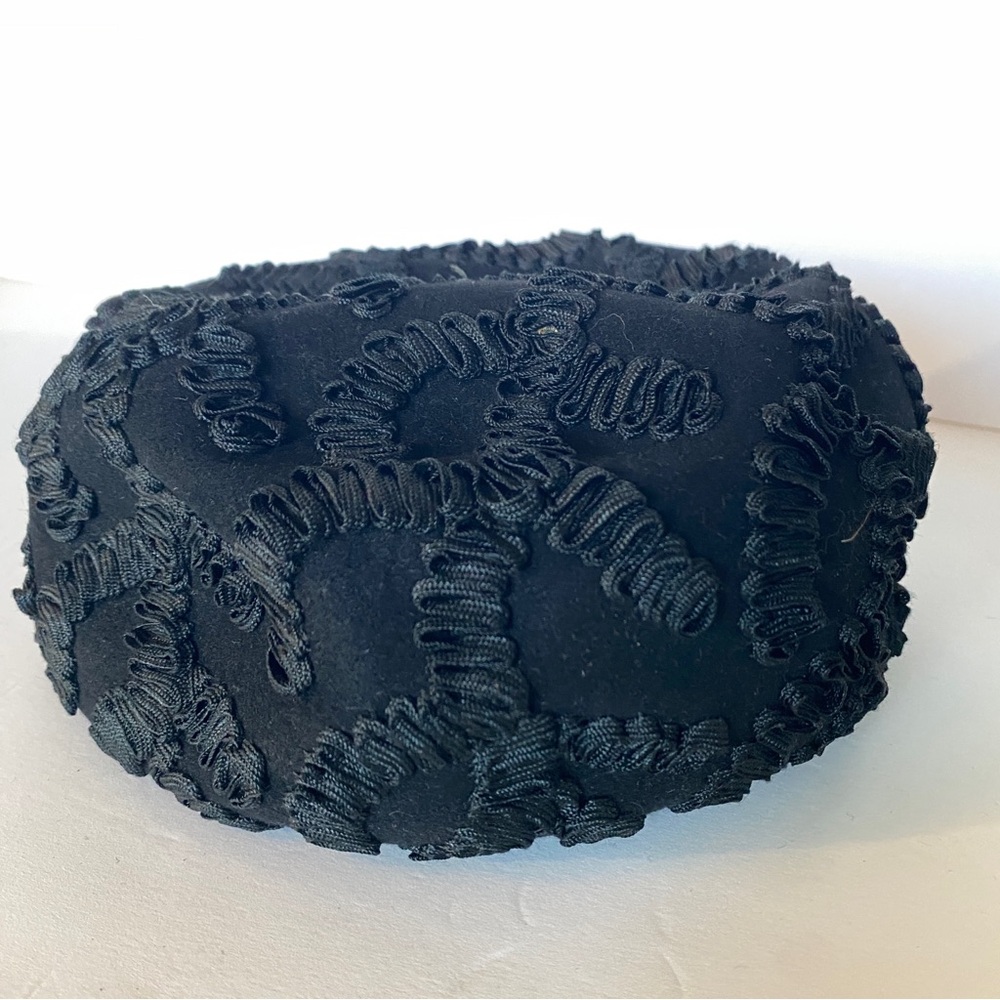 Patrice Designed Chic Pillbox Hat Black Ribbon 22 1/2 Vintage 50s 60s Women’s